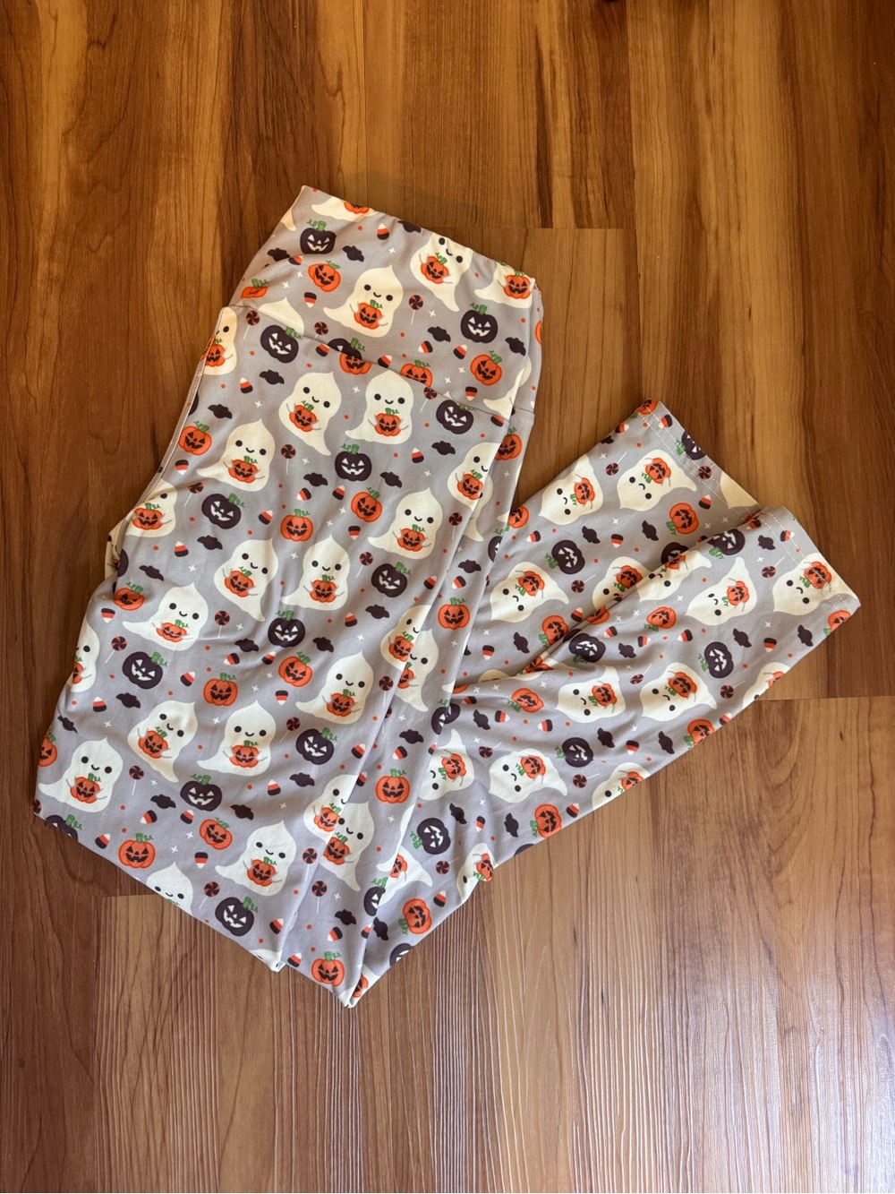Halloween Ghost & Pumpkin Leggings - Gray